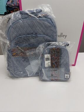 Vera Bradley Bancroft Backpack & Lunch Bag Blue Chambray NWT